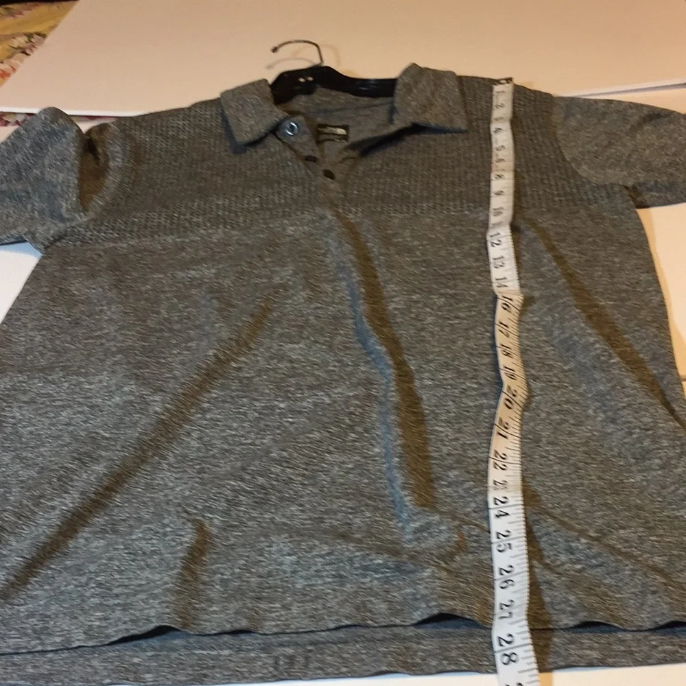 The North Face Mens Heather Gray Polo with Waffle Knit Accents M